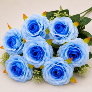 Handmade Artificial Kali Rose 8 Patti Bunch – Available in 9 Colors | Decorative Flowers for Home, Wedding & Event Décor